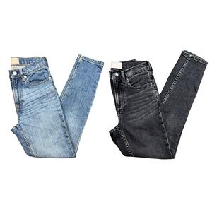 Lot of 2 Everlane High Rise Ankle Skinny Jeans Size 24 Light Wash & Black Denim